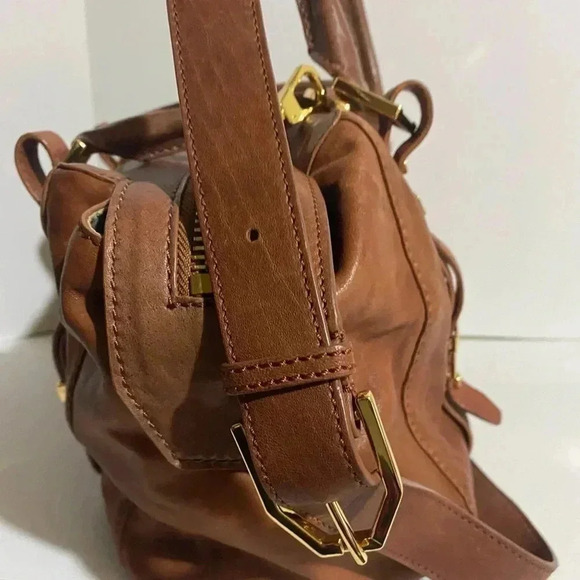 Rachel Zoe brown distressed leather satchel handbag - Picture 3 of 16